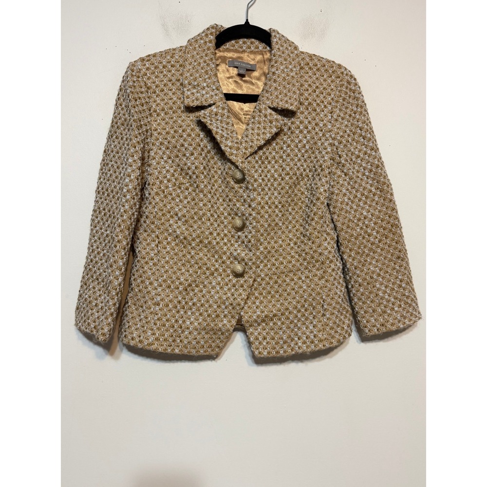 Ann Taylor Old Money Wool Tweed Blazer Womens 4 Light Academia Preppy Officecore - Picture 2 of 7